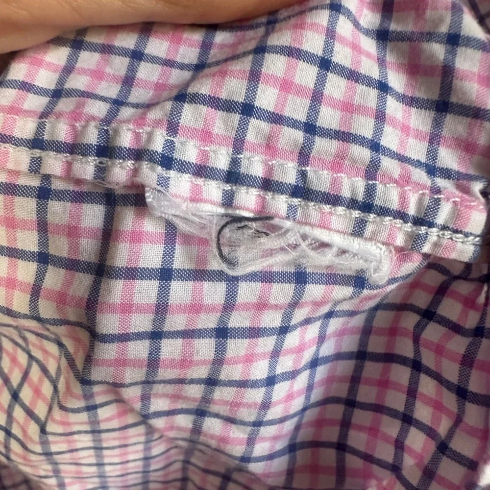 Ralph Lauren Boys Pink Navy Blue Check Button Down Shirt Size M 10-12